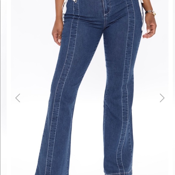 lace up high waisted flare jeans - Picture 2 of 6